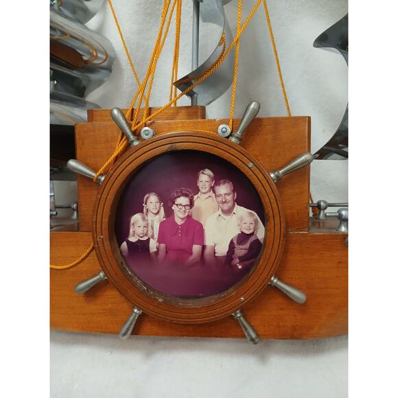 1950s Vintage Wooden Boat Sailing Yankee Clipper Ship Wood Mantel (No Clock) - Picture 4 of 16